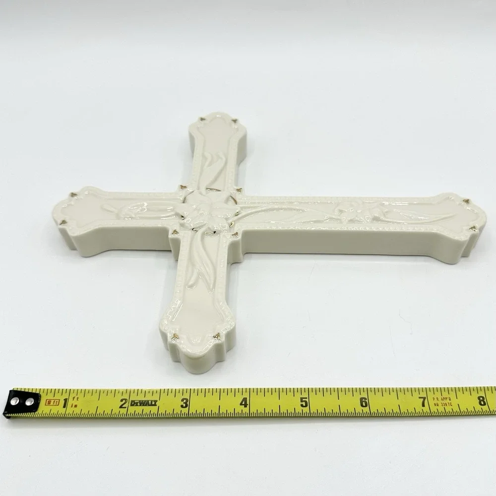 LENOX Lily Cross Wall Hanging Ivory Gold Accents Porcelain